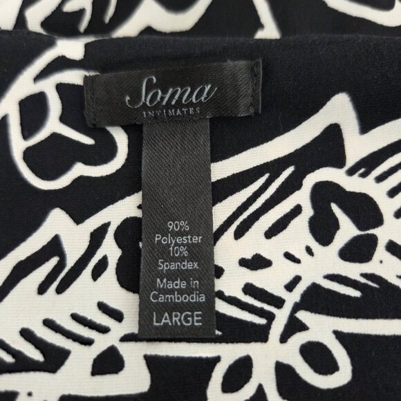 Soma Womens Black Floral Maxi Tank Sundress Size L Stretch Beach Resort Long - Picture 4 of 10